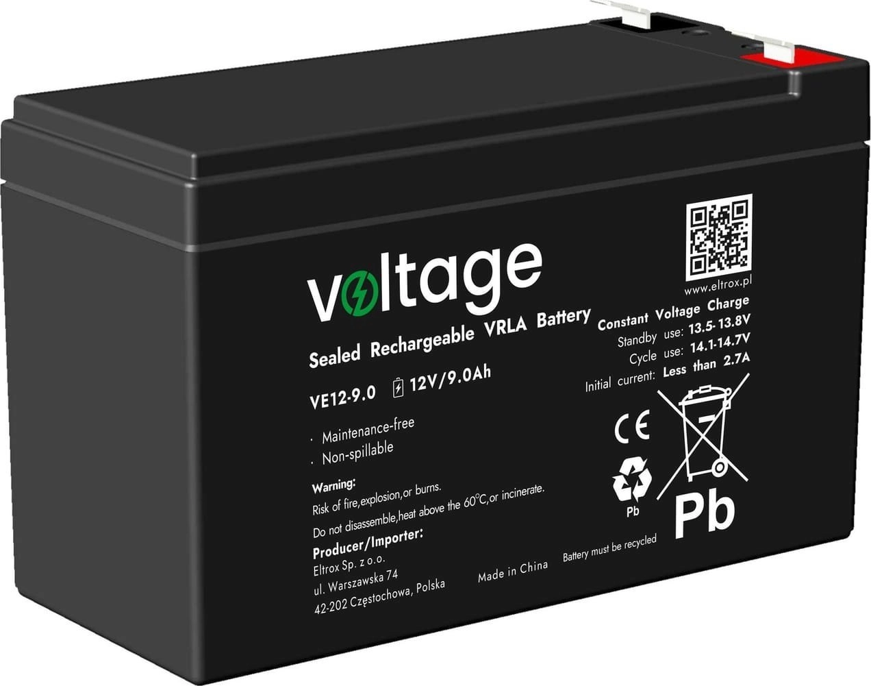 Battery AGM Voltage 12V 9Ah VE12-9