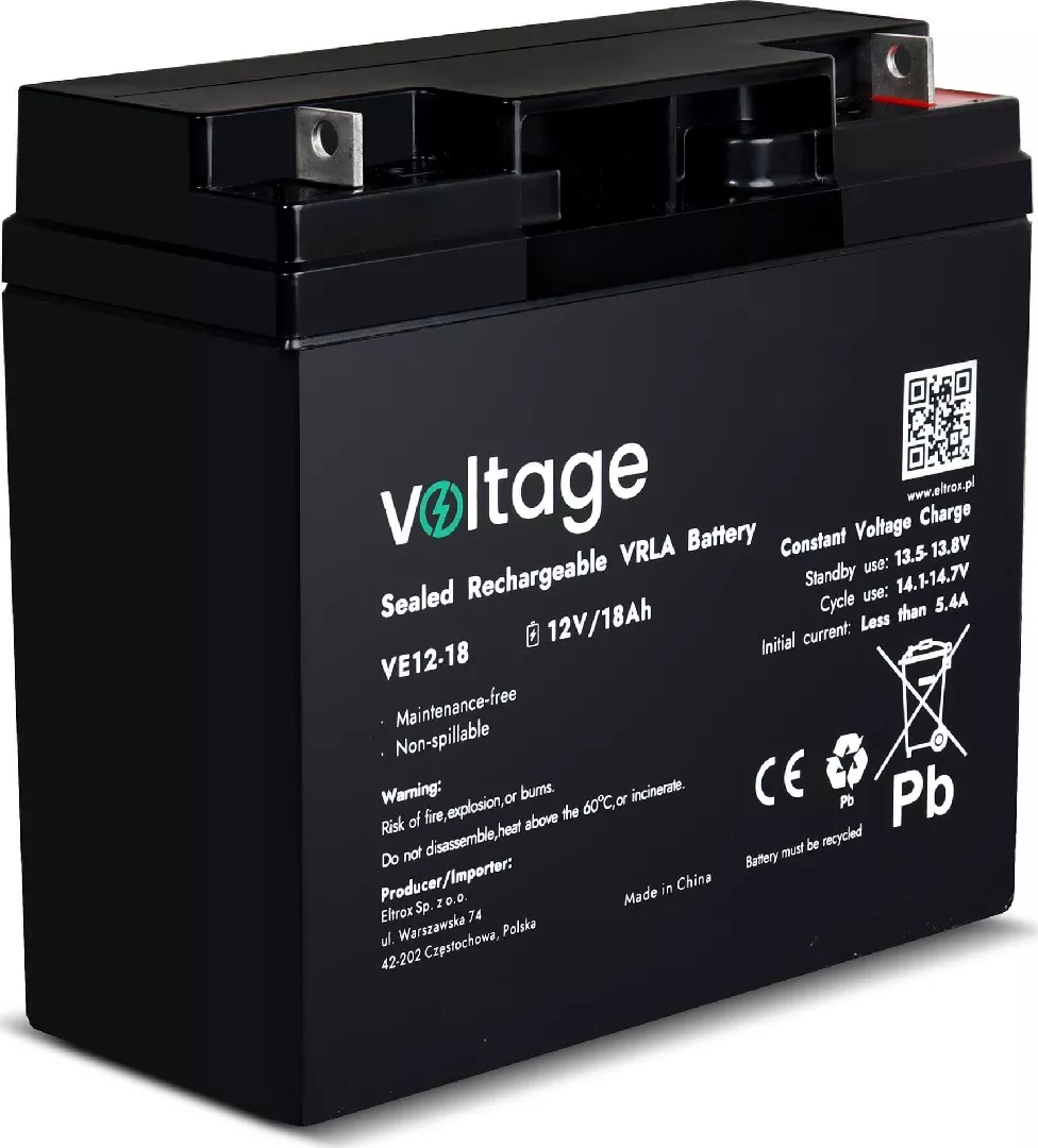 Voltage Akumulator AGM Voltage 12V 18Ah