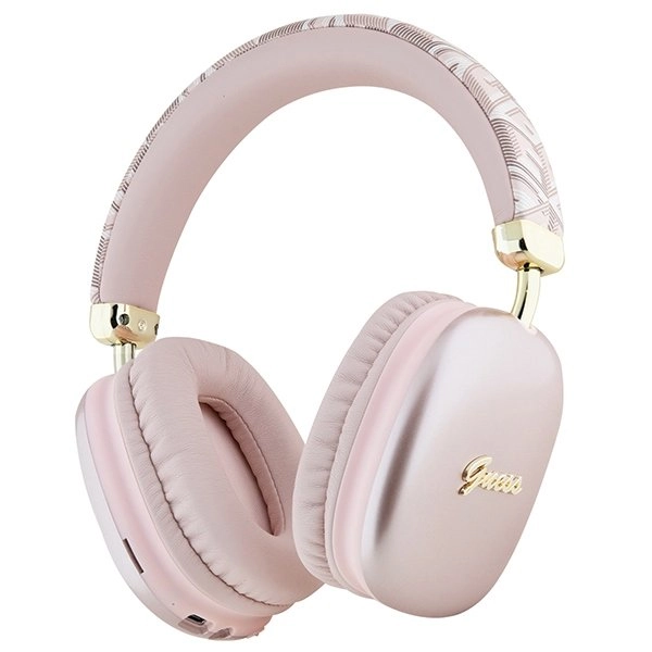 Guess Metallic Script Logo headphones pink