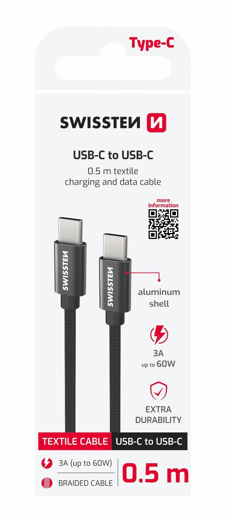 Swissten Textile USB-C / USB-C Data