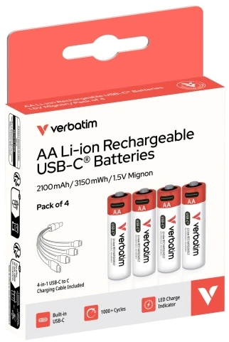 Verbatim 30249 USB-C Įkraunamos baterijos Li-ion