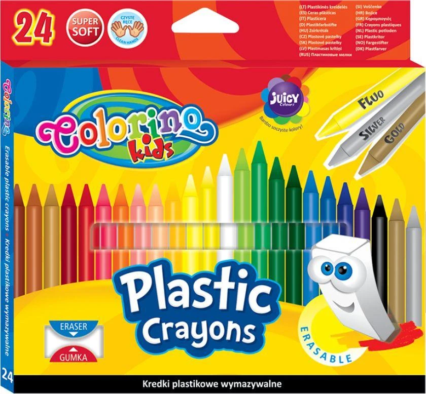 KREDKI COLORINO KIDS ŚWIECOWE OKRĄGŁE PLASTIKOWE