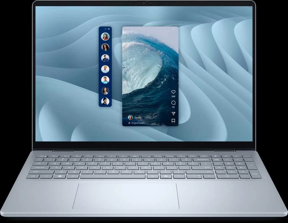 DELL 16 Plus 2-in-1 DB06250 Intel Core Ultra 7 256V Hibrīds (divi vienā) 40,6 cm (16") Skārienjūtīgais ekrāns WUXGA 16 GB LPDDR5x-SDRAM 1 TB SSD Wi-Fi 7 (802.11be) Windows 11 Home Zils