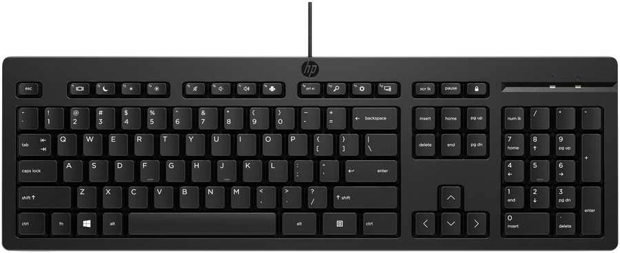 HP 125 G2 USB Wired Keyboard, Sanitizable, Copilot Key - Black - ESTONIAN