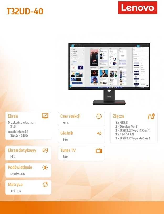 ThinkVision T32UD-40 31.5" IPS 16:9