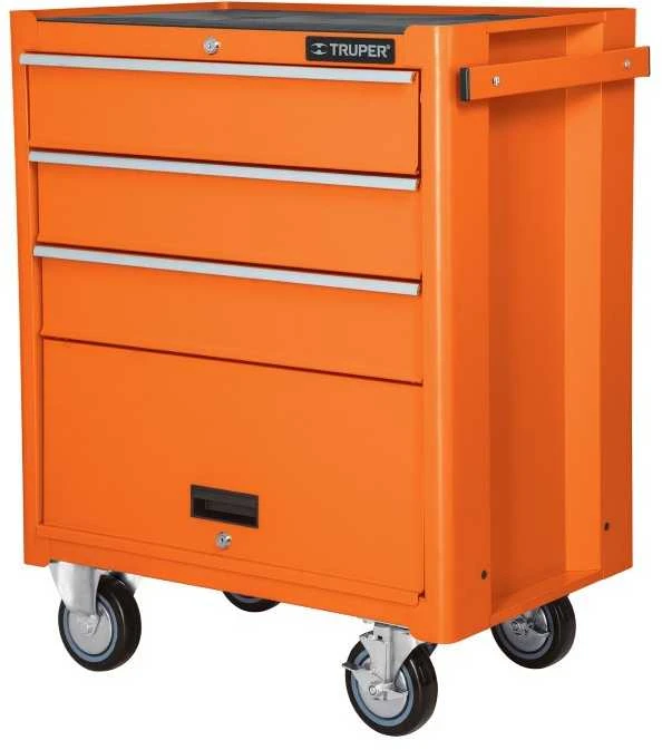 Metal tool trolley with 4 drawers