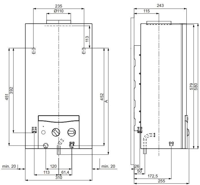 Gas hot water heating column Vaillant