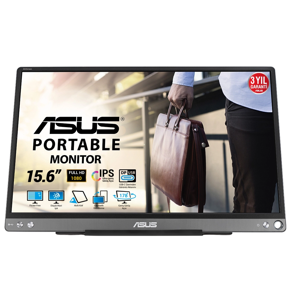 ASUS ZenScreen MB16ACE monitori 39,6 cm (15.6") 1920 x 1080 pikseļi Full HD LED Pelēks