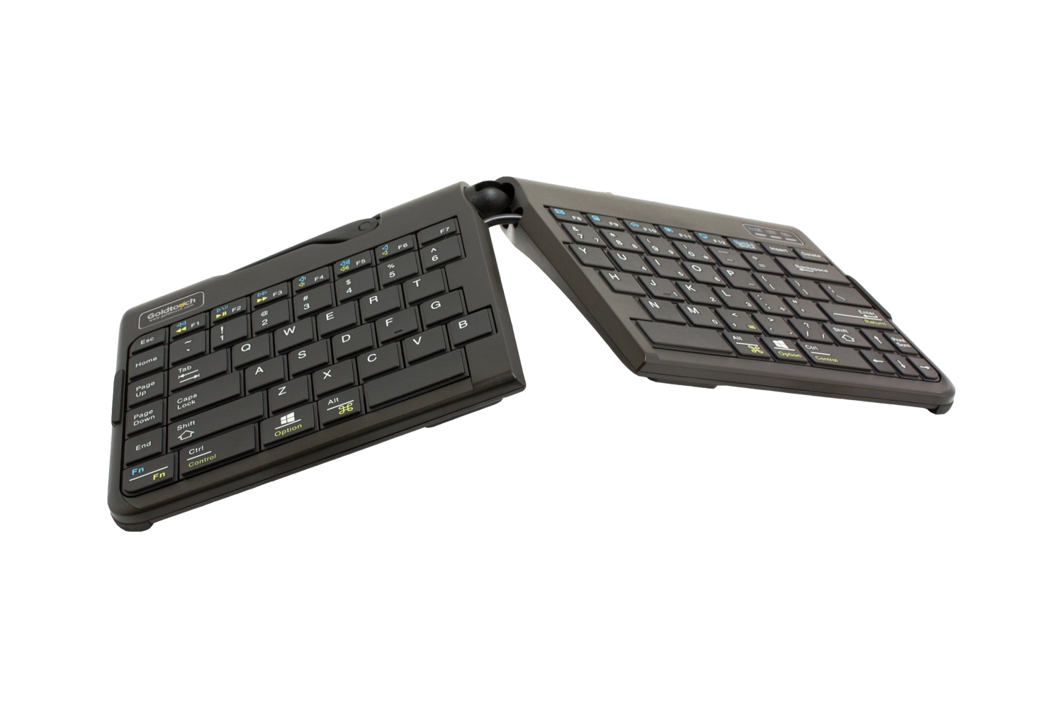 BakkerElkhuizen Goldtouch Travel Go2 Wireless tastatūra Birojs Bluetooth sistēma QWERTY Amerikāņu angļu valoda Melns, Pelēks