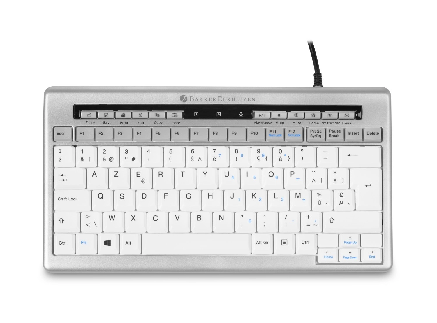 BakkerElkhuizen S-board 840 tastatūra Birojs USB AZERTY Beļģijas Gaiši Pelēks, Balts