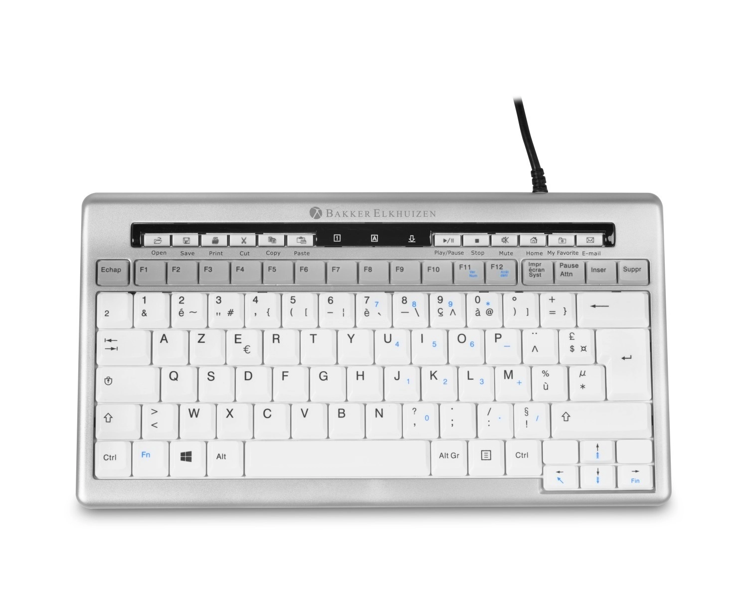 BakkerElkhuizen S-board 840 tastatūra Birojs USB AZERTY Franču Gaiši Pelēks, Balts