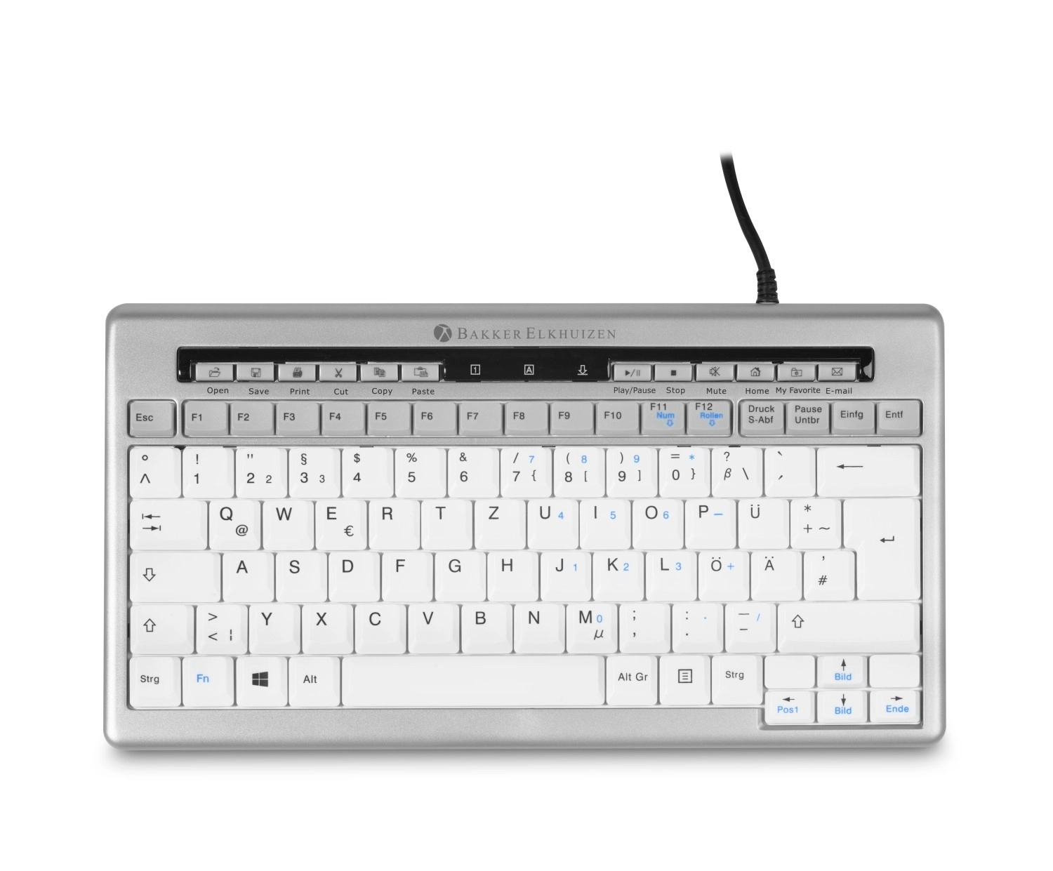 BakkerElkhuizen S-board 840 tastatūra Birojs USB QWERTZ Swiss Gaiši Pelēks, Balts