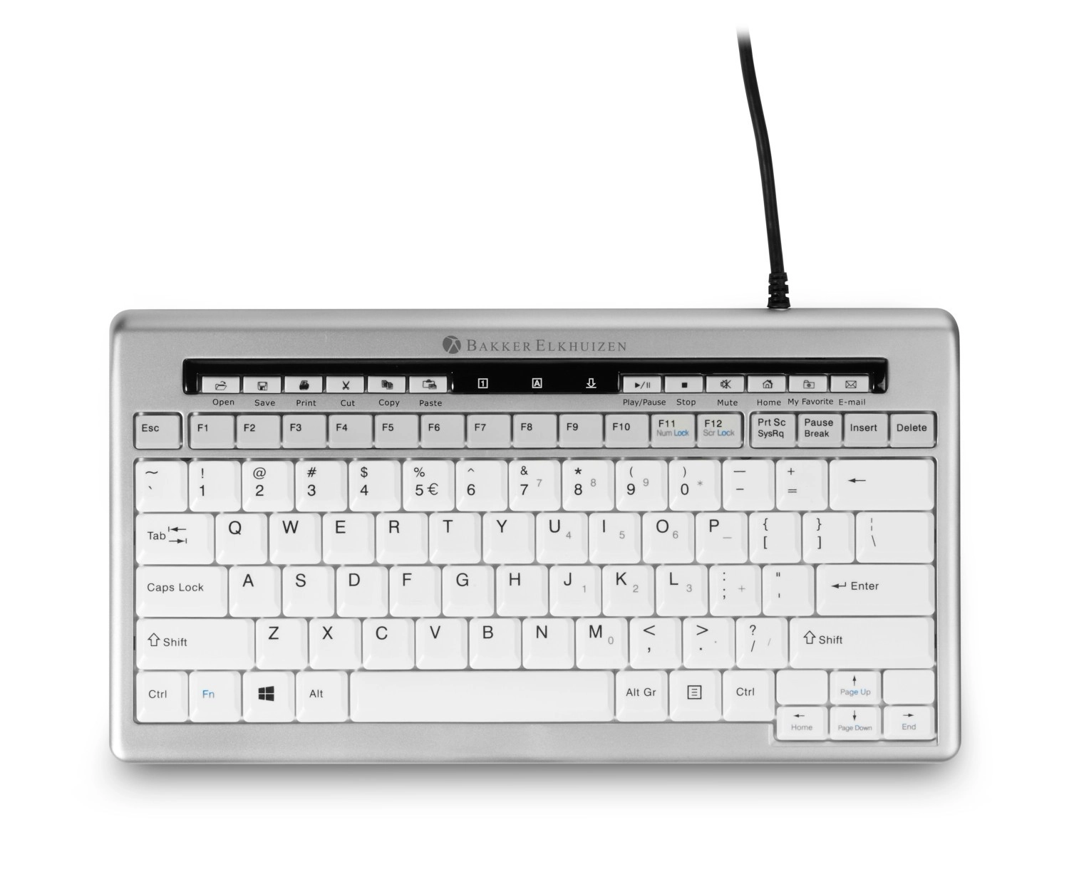 BakkerElkhuizen S-board 840 tastatūra Birojs USB QWERTY Amerikāņu angļu valoda Gaiši Pelēks, Balts