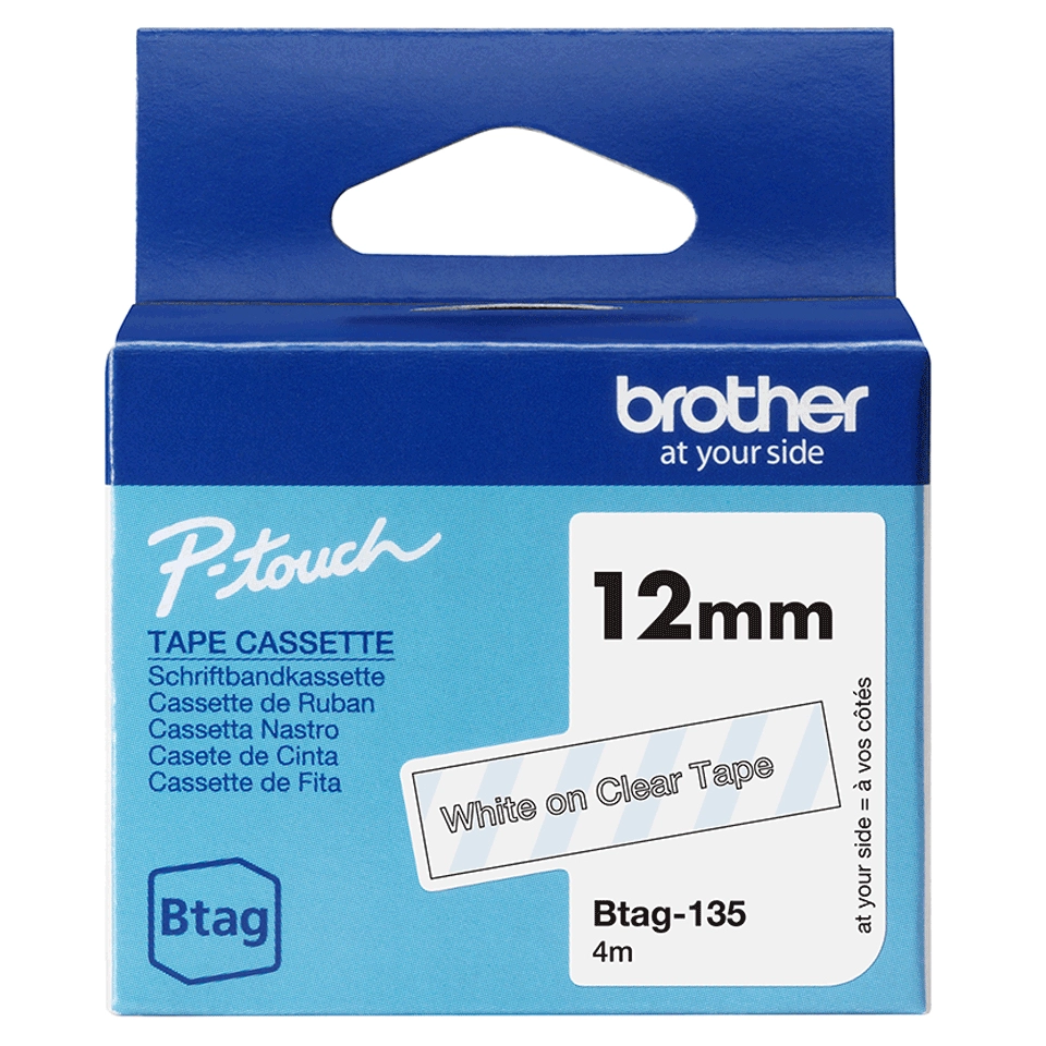 Brother label tape 12mmx4m white/transparent BTAG-135