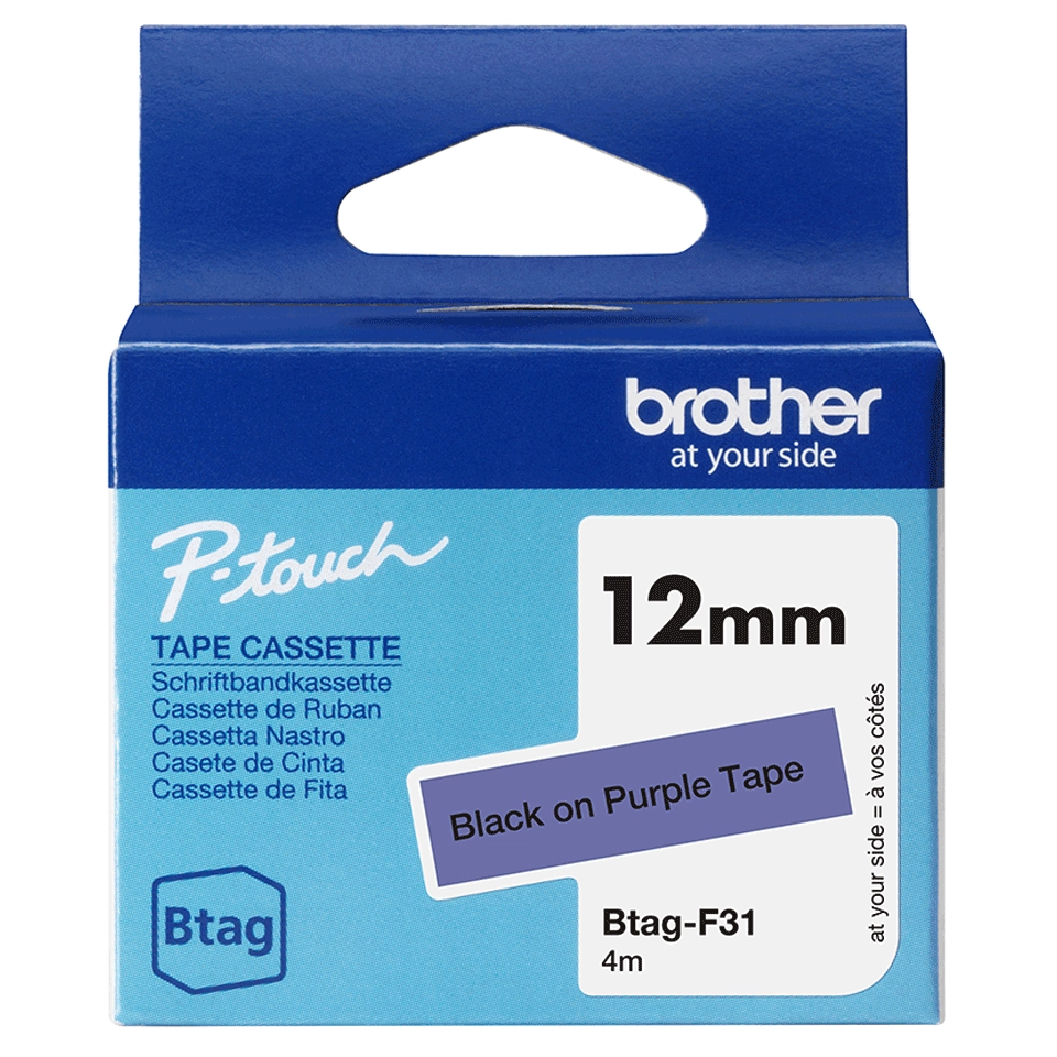 Brother label tape 12mmx4m black/purple BTAG-F31