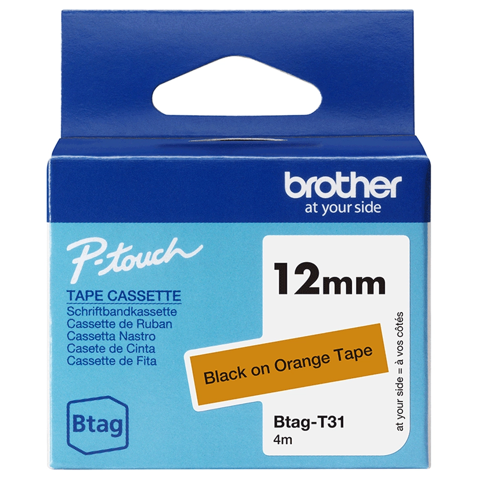 Brother label tape 12mmx4m black/orange BTAG-T31