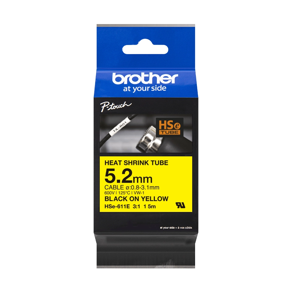 Brother HSe-211E Black on white Thermal