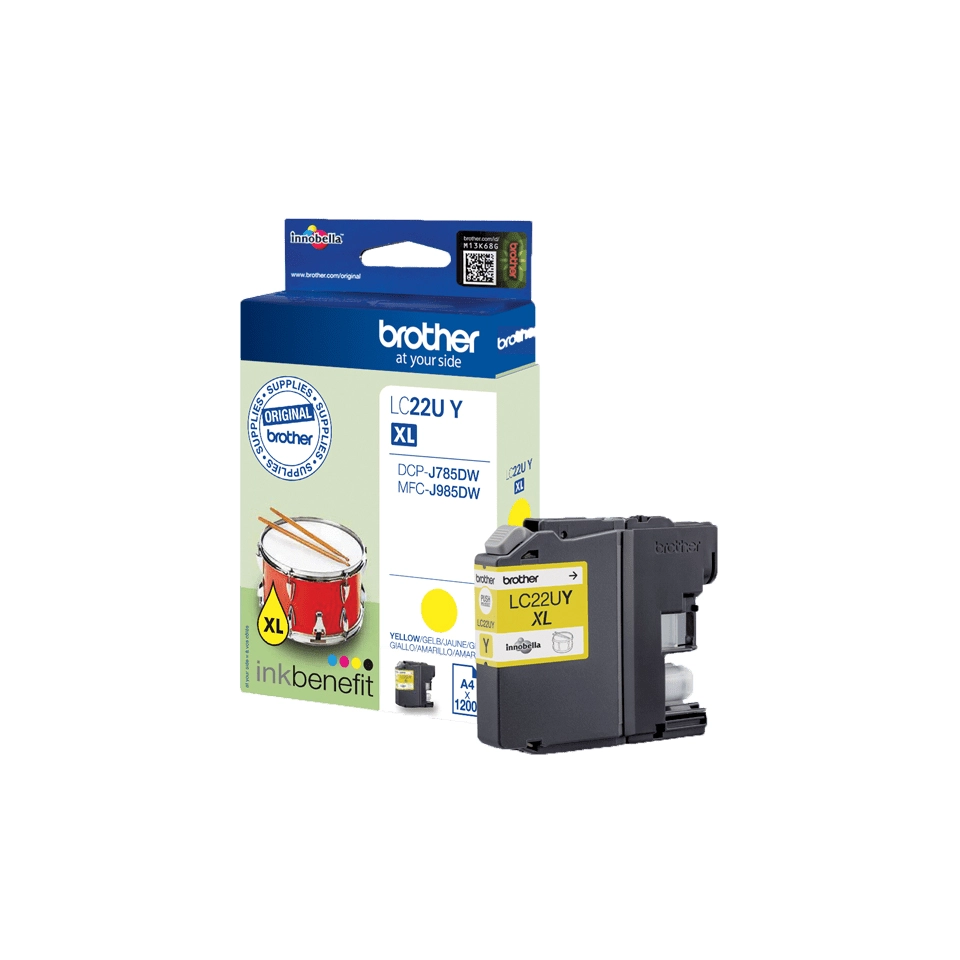 LC-22UY INK CARTRIDGE YELLOW/F/MFC-J985DW 1200 PGS