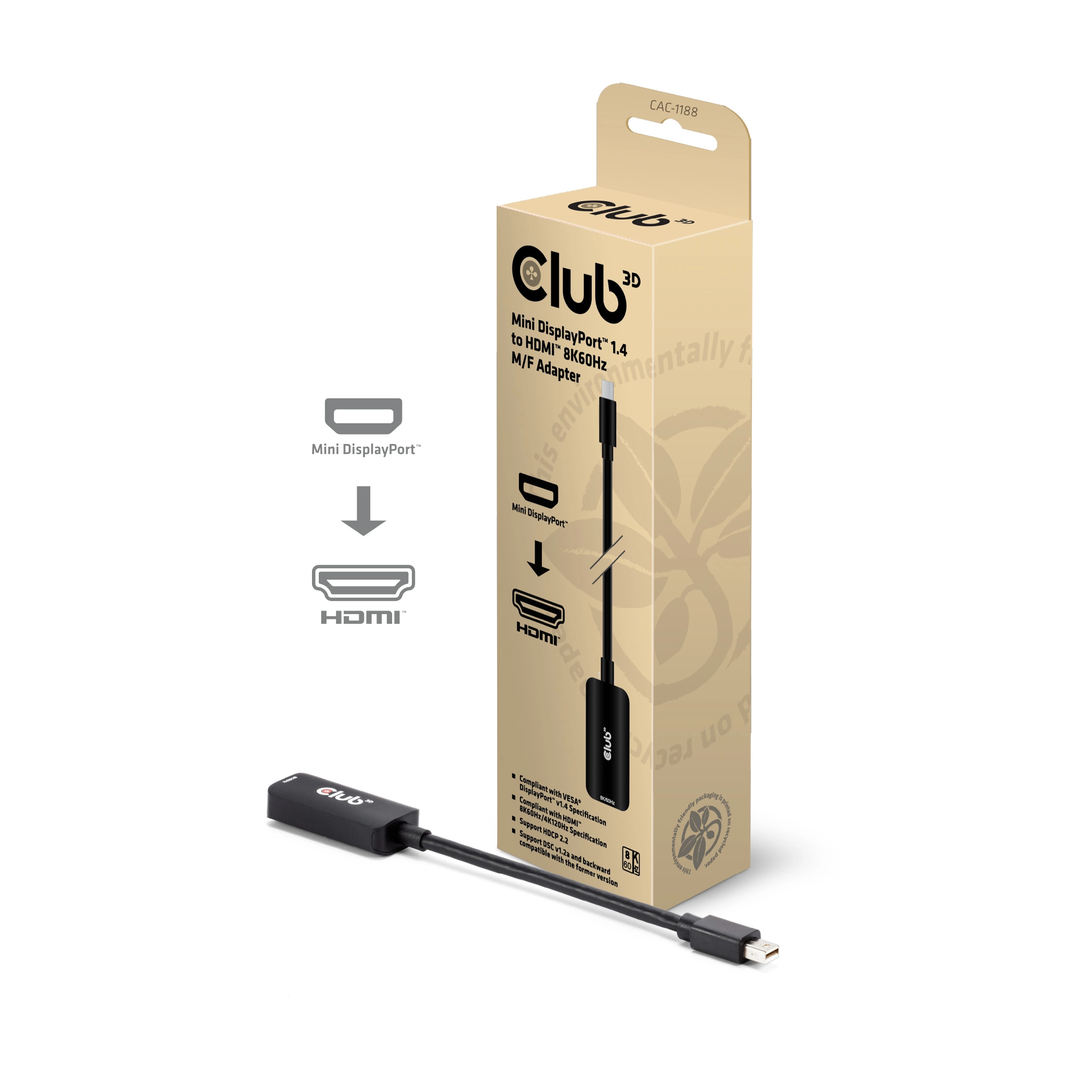 CLUB3D Mini DisplayPort™ 1.4 to