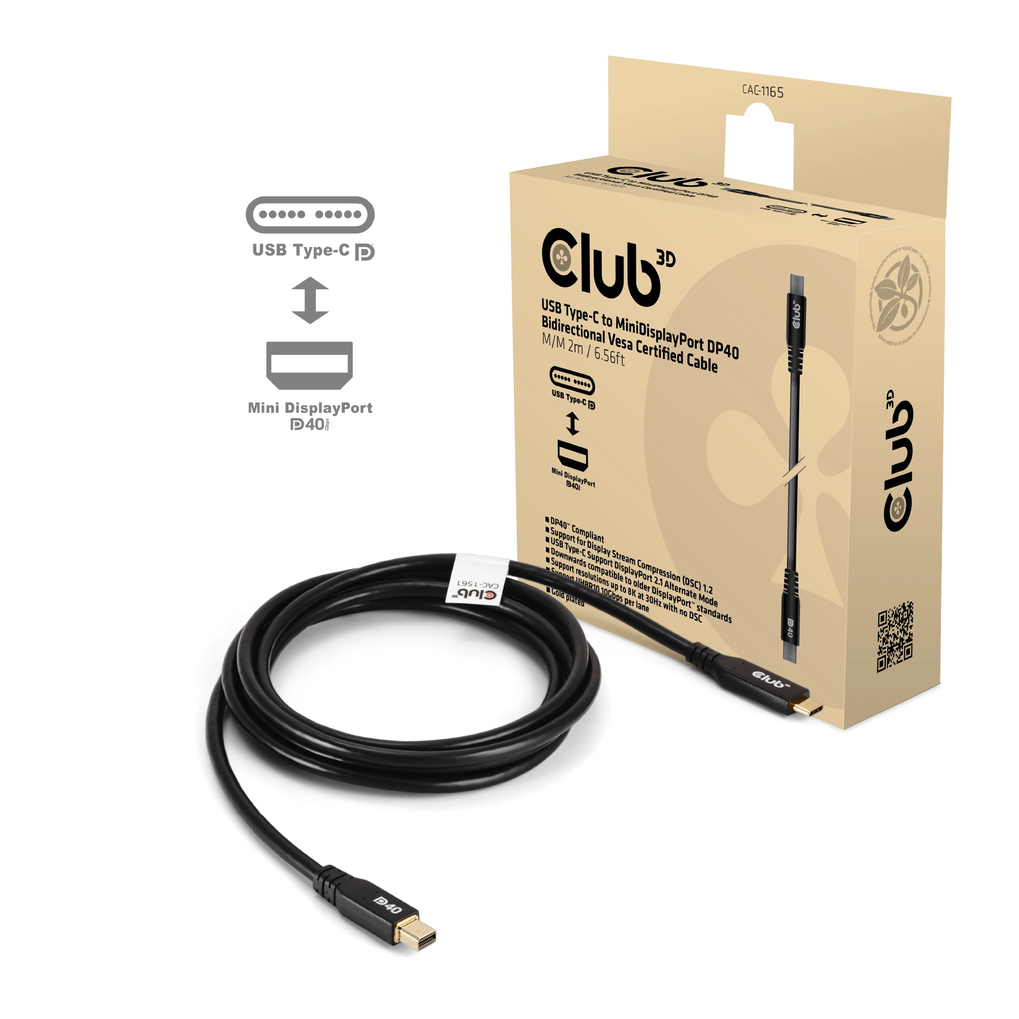 CLUB3D CAC-1561 DisplayPort cable 2 m