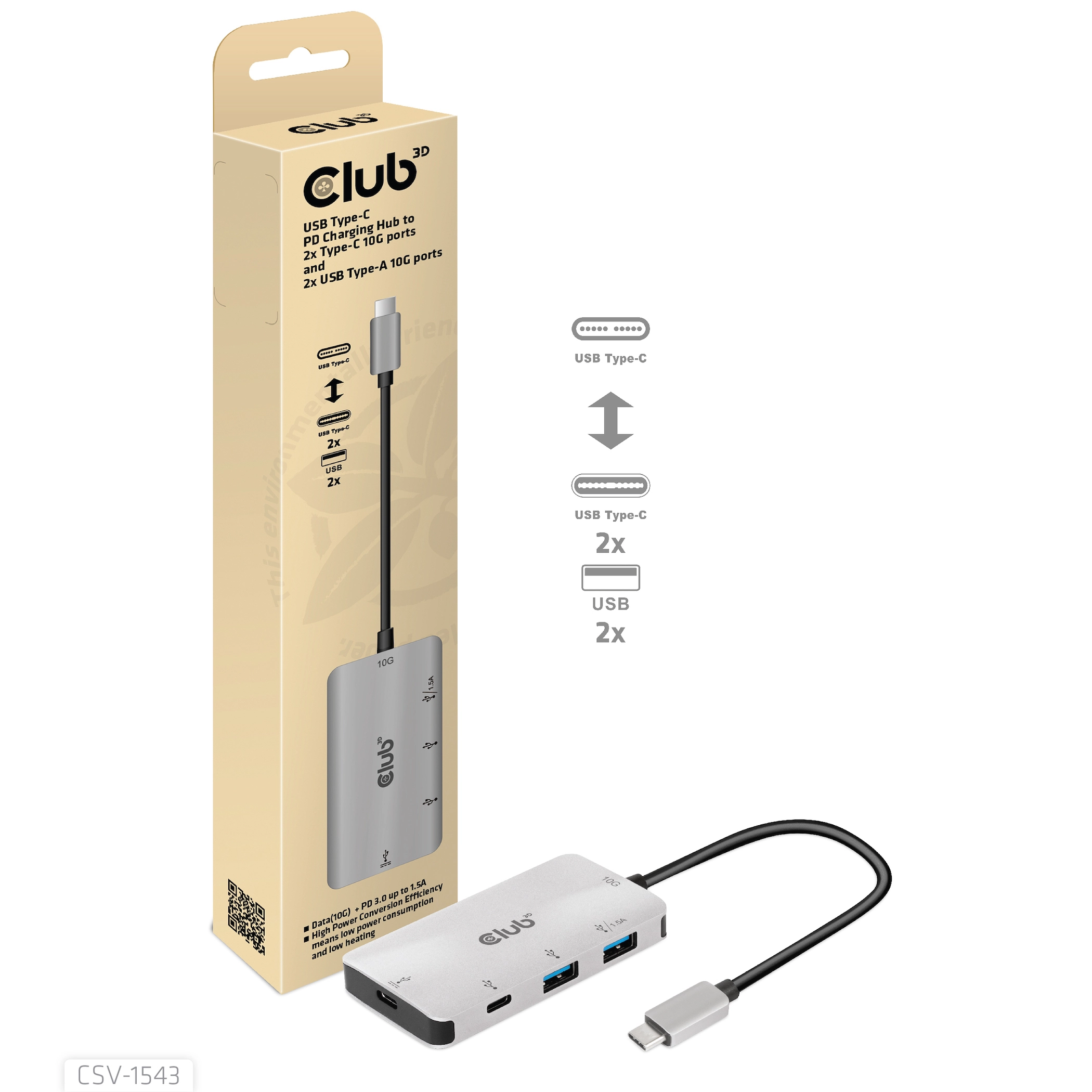 CLUB3D USB Gen2 Type-C PD Charging