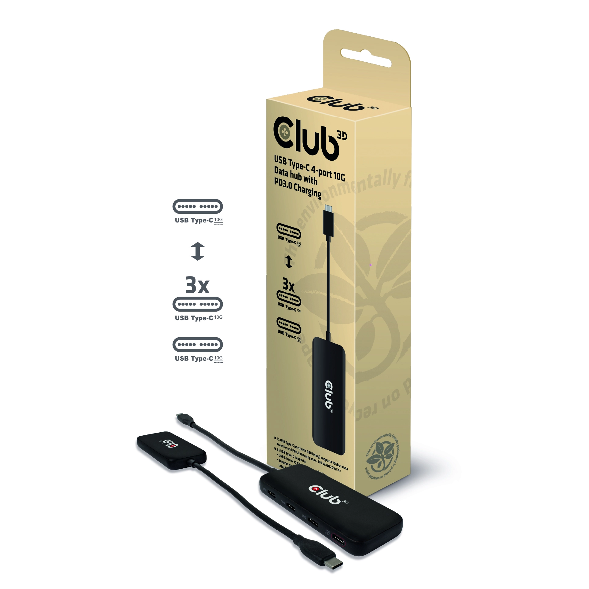 CLUB3D USB Type-C 4-port 10G Data