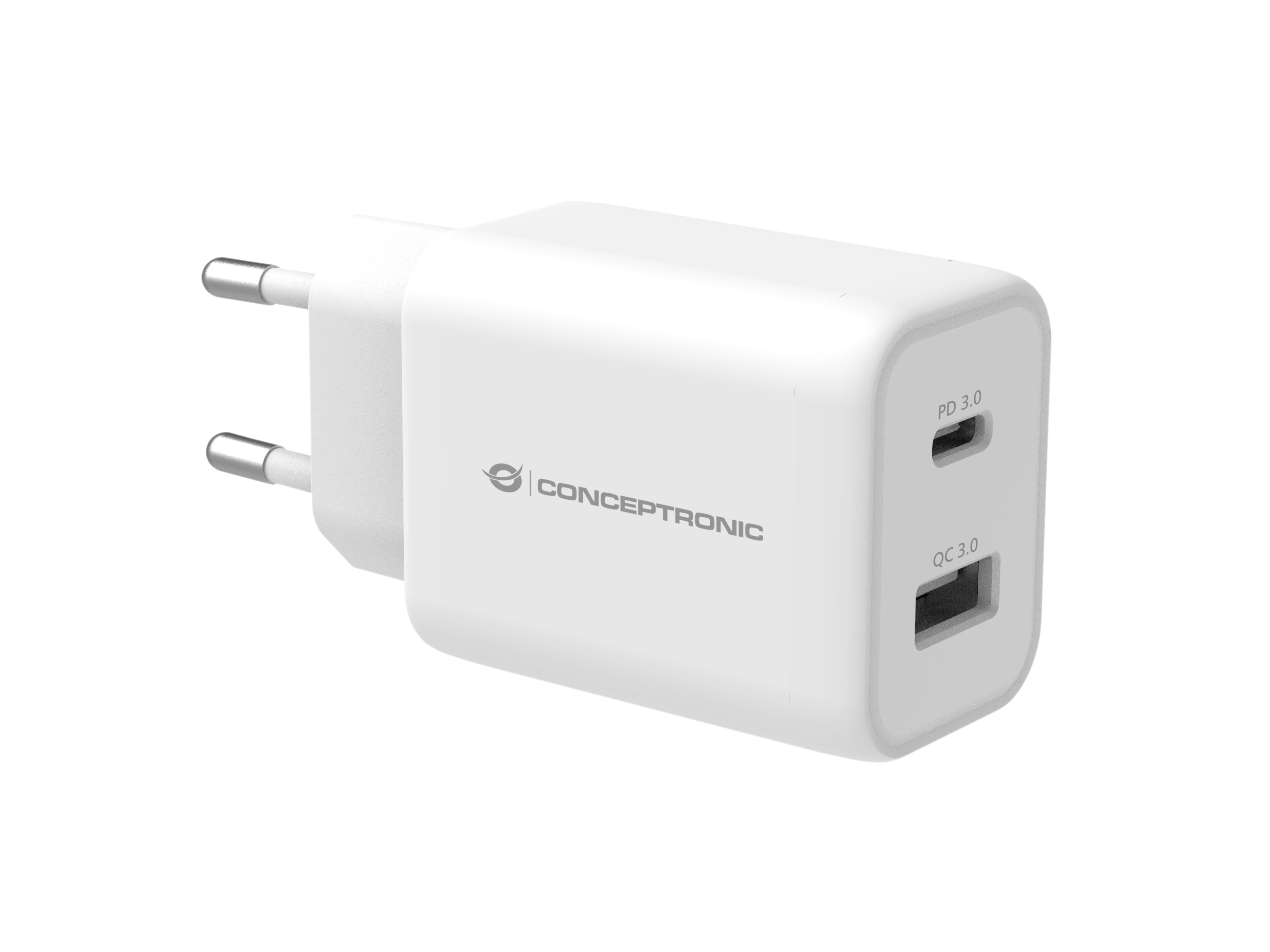 CONCEPTRONIC charger 2-port USB-C/-A 33WPD3.0/PPS