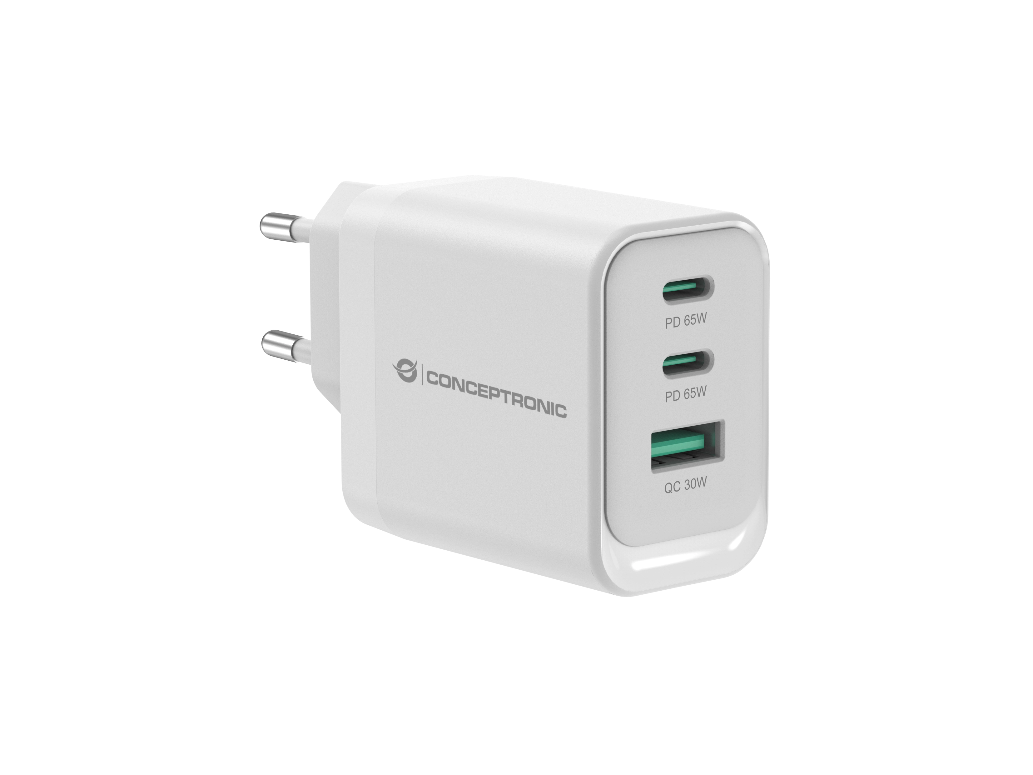 CONCEPTRONIC charger 3Port GaN 2xUSB-C/1xA 65WPD3