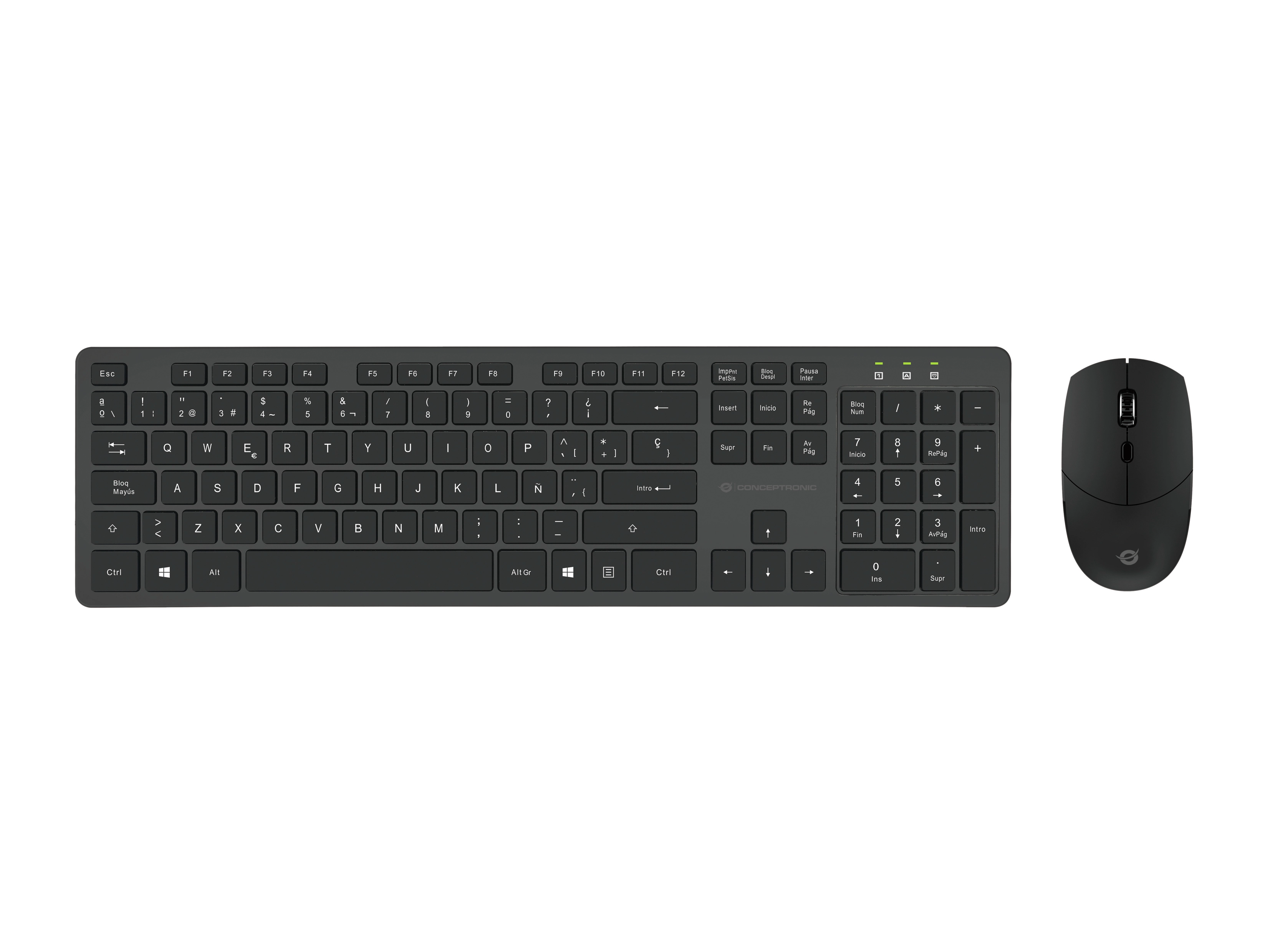Conceptronic ORAZIO01ES tastatūra Pele iekļauta Birojs RF Bezvadu QWERTY Spāņu Melns