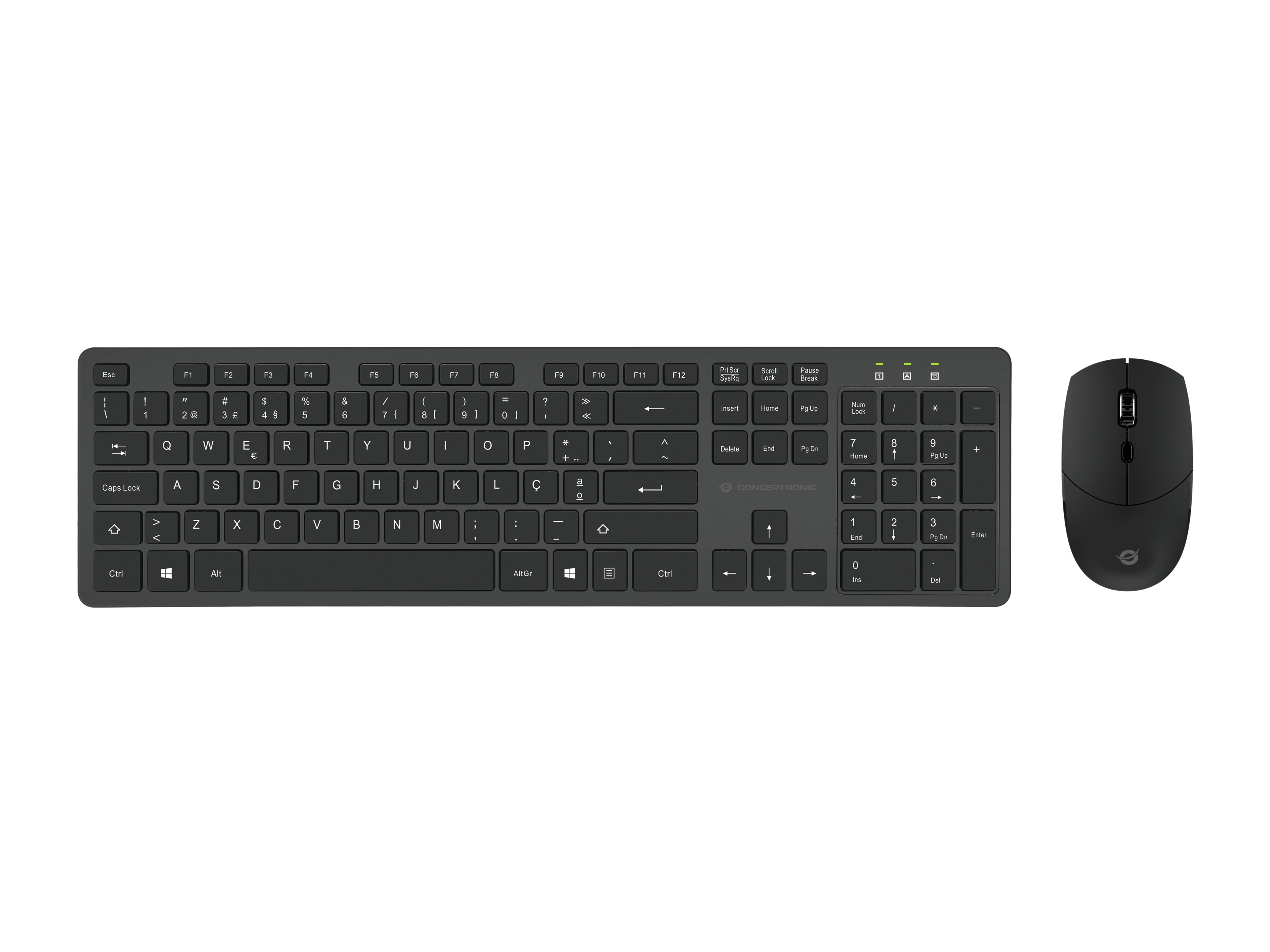 Conceptronic ORAZIO01PT tastatūra Pele iekļauta Birojs RF Bezvadu QWERTY Portugāļu Melns