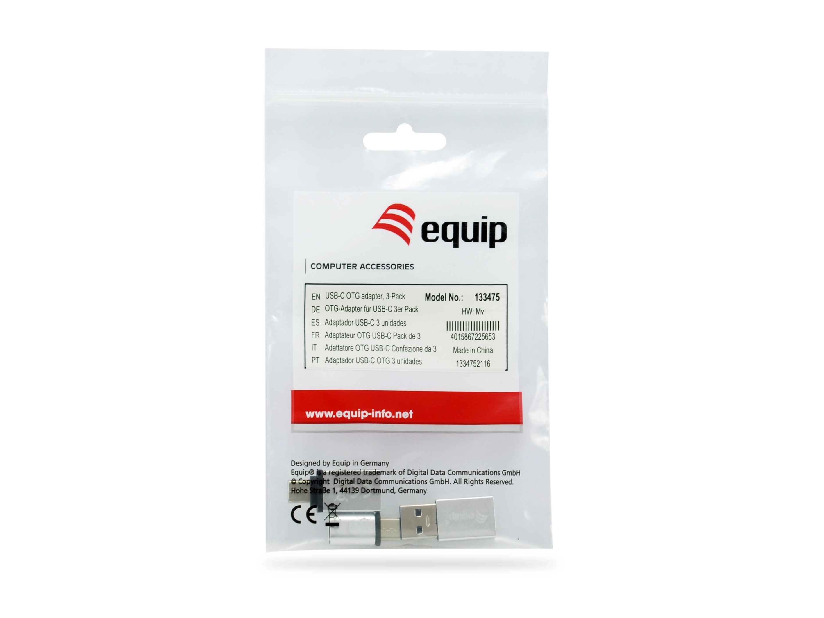 Equip USB-C OTG adapter 3-Pack 133475