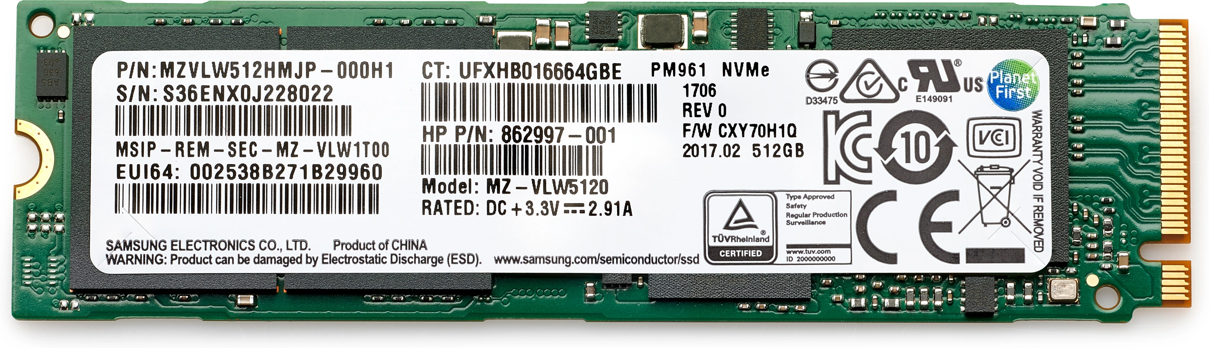 M.2 HP 1TB PCIe NVME TLC SSD