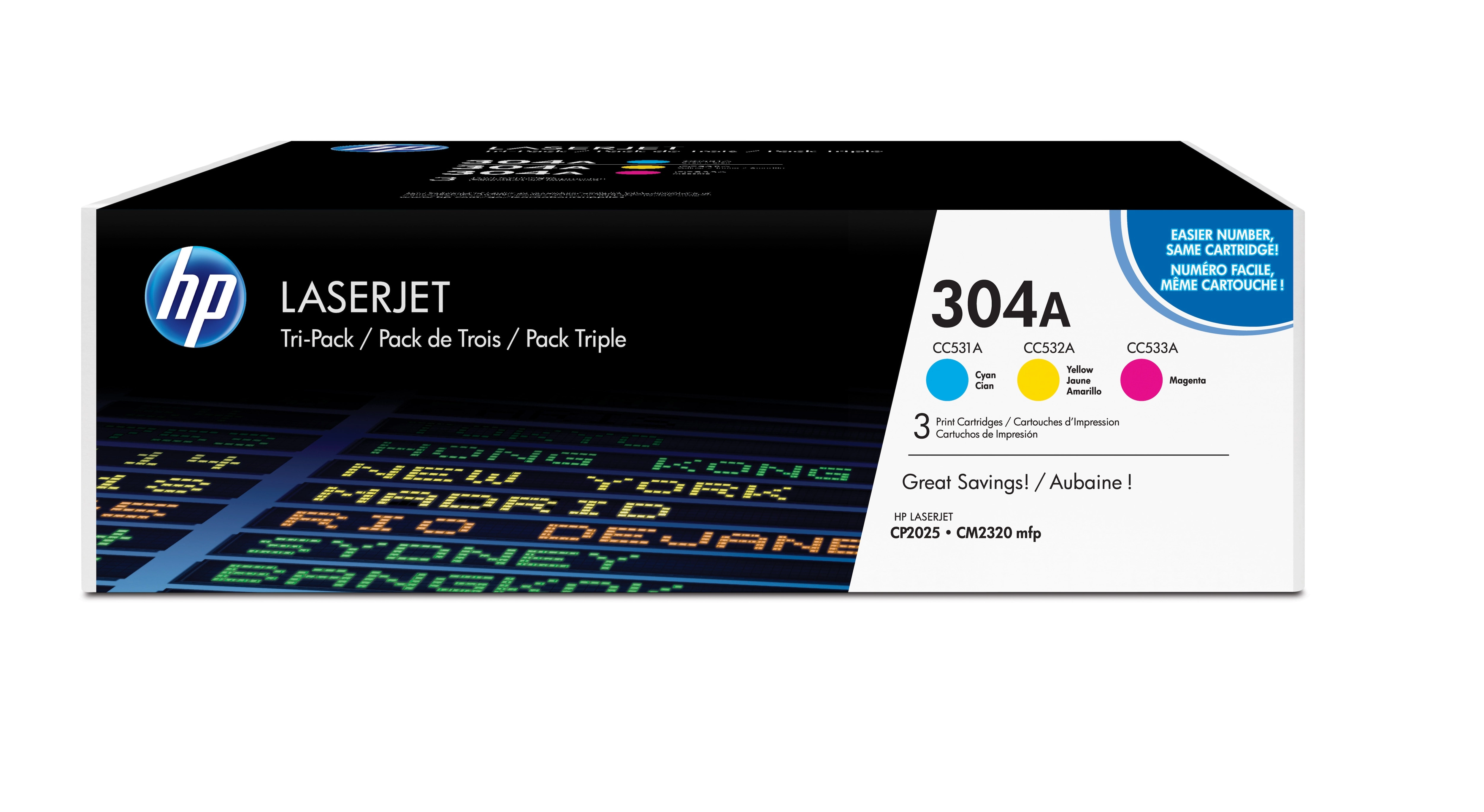 HP 304A 3-pack Cyan/Magenta/Yellow Original LaserJet