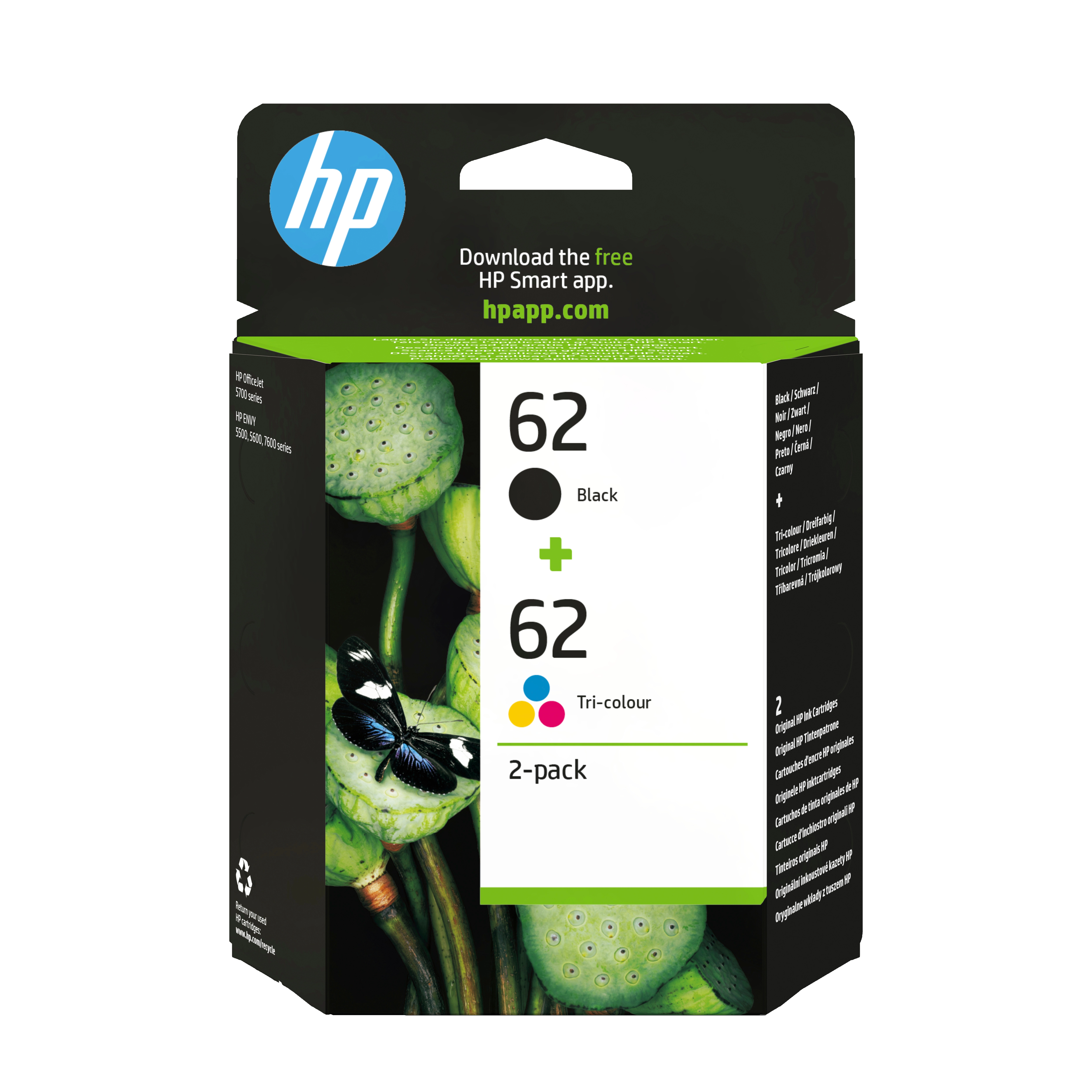 HP 62 2-pack Black/Tri-color Original Ink