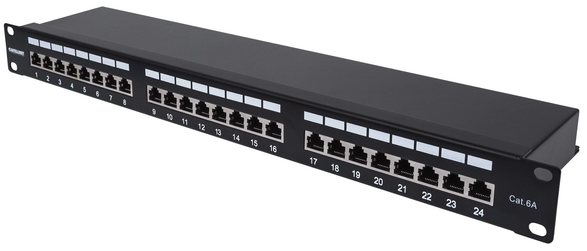 24-Port Cat6a Patchpanel FTP 1HE schwarz