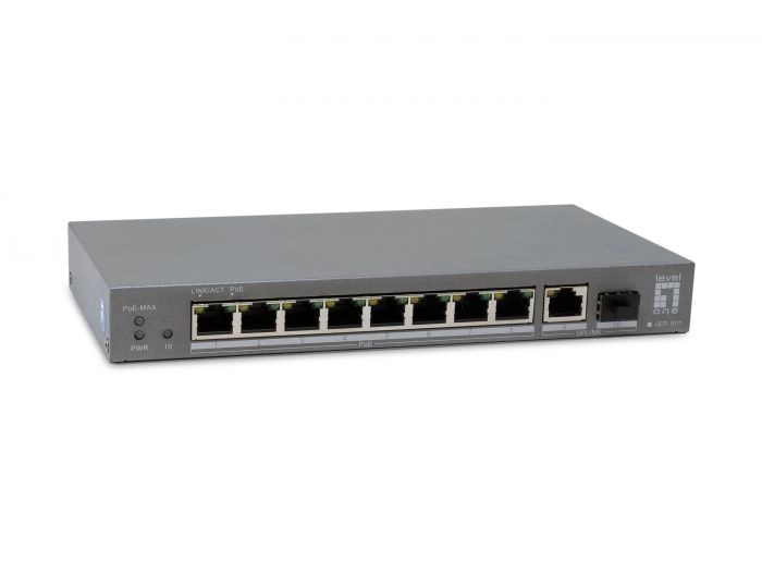 LevelOne PoE+Switch 8xGE PoE/1xGE/1xSFP 120W unmanag