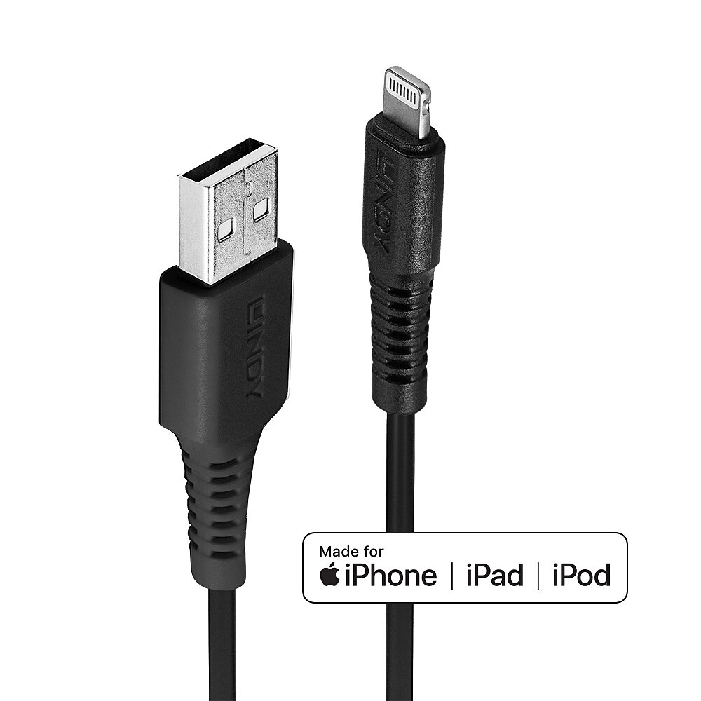 LINDY USB an Lightning Kabel schwarz