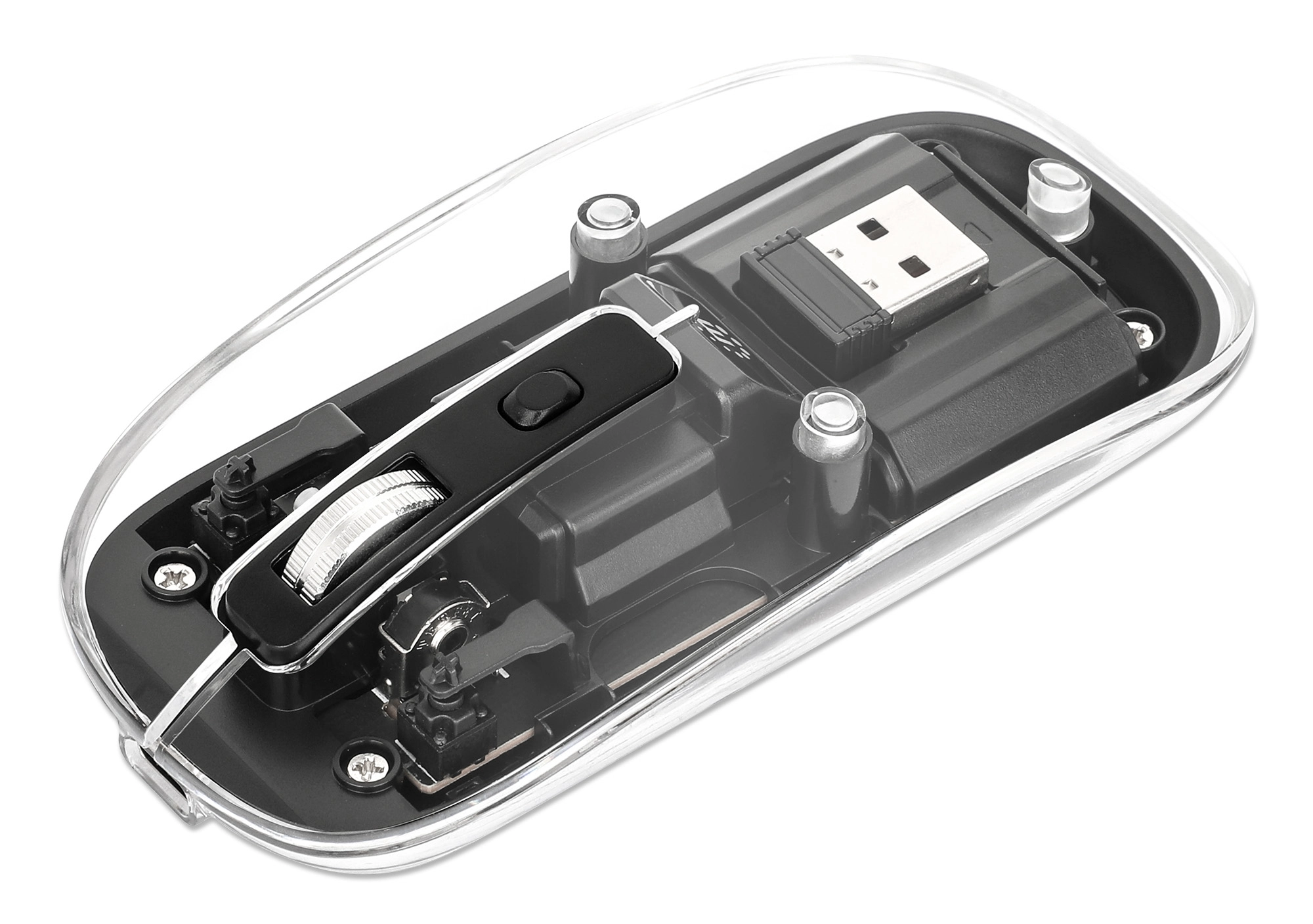 Transparent Rechargeable Wireless Mouse Clear/Black
