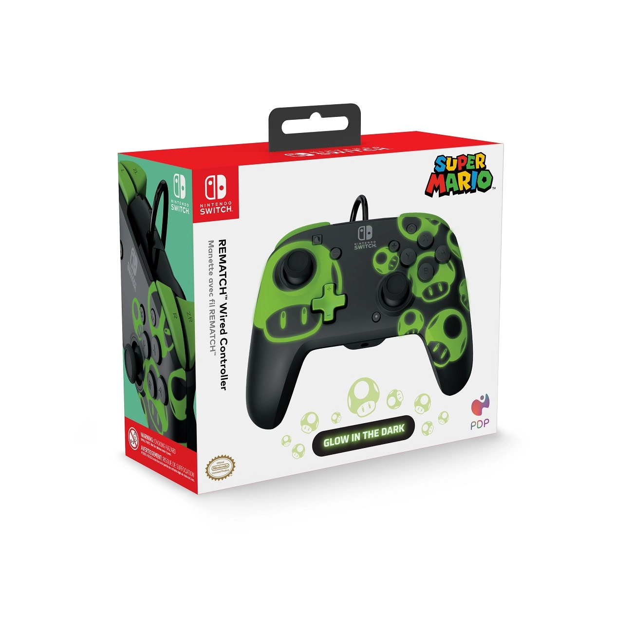 PDP controller Rematch Glow in the Dark Nintendo Switch, 1UP