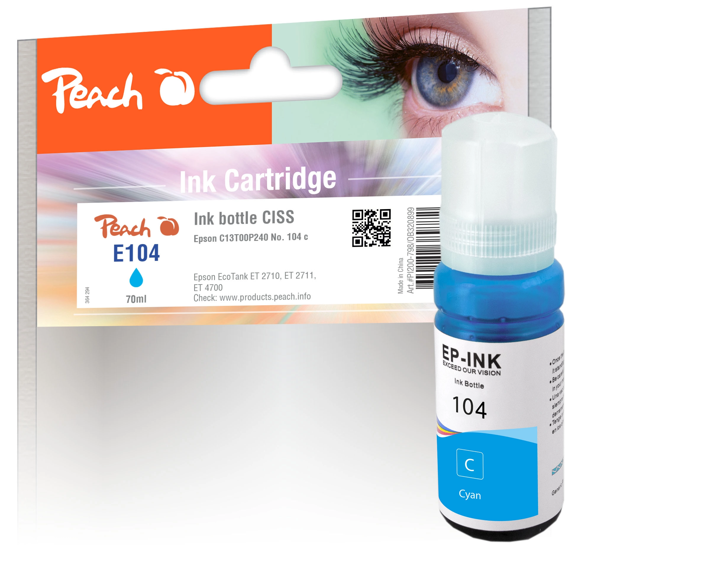 Peach Patrone Epson CISS 104 türkis