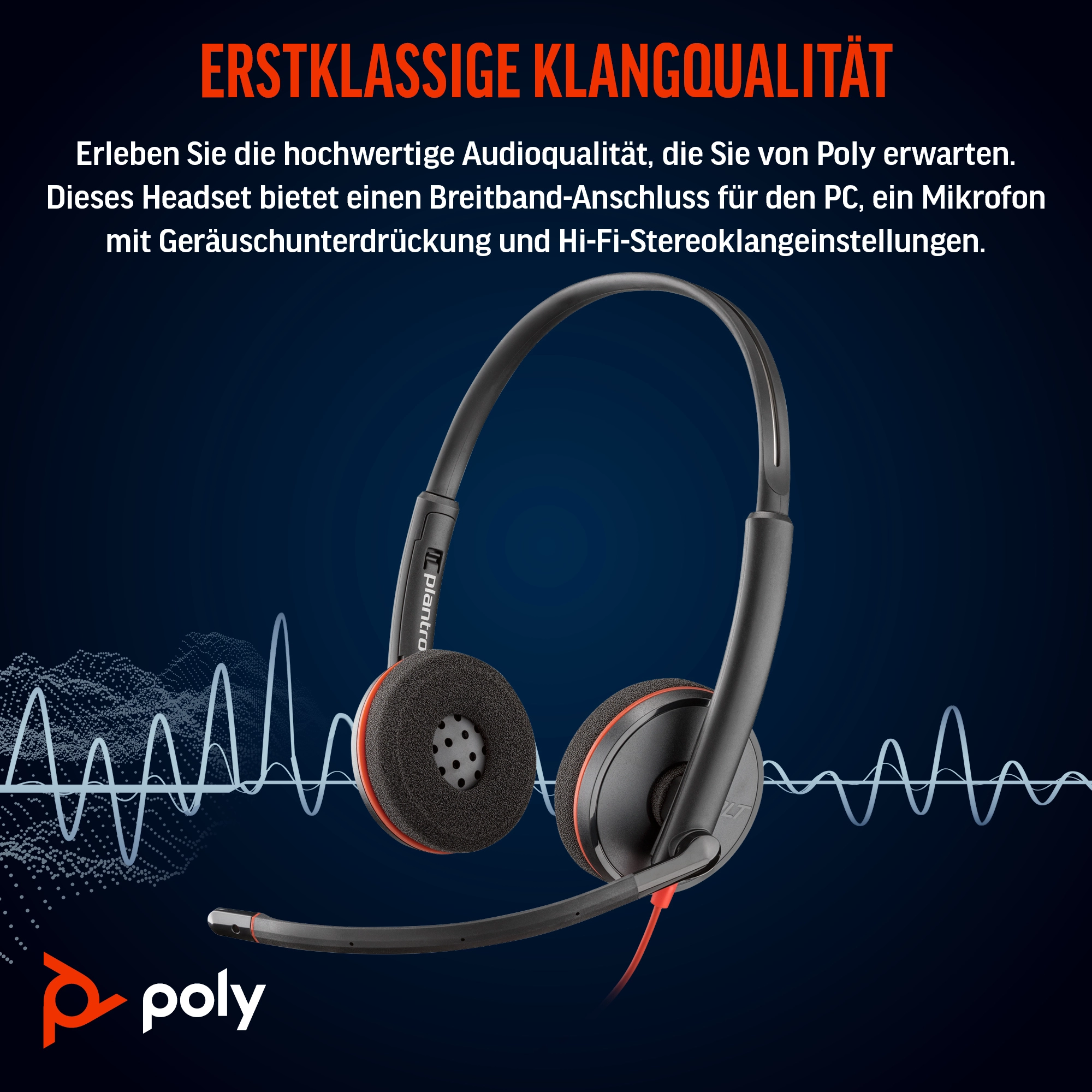 Poly Blackwire 3220 Stereo USB-C Headset +USB-C/A Adapter (Bulk) (209749-201/209745-201)