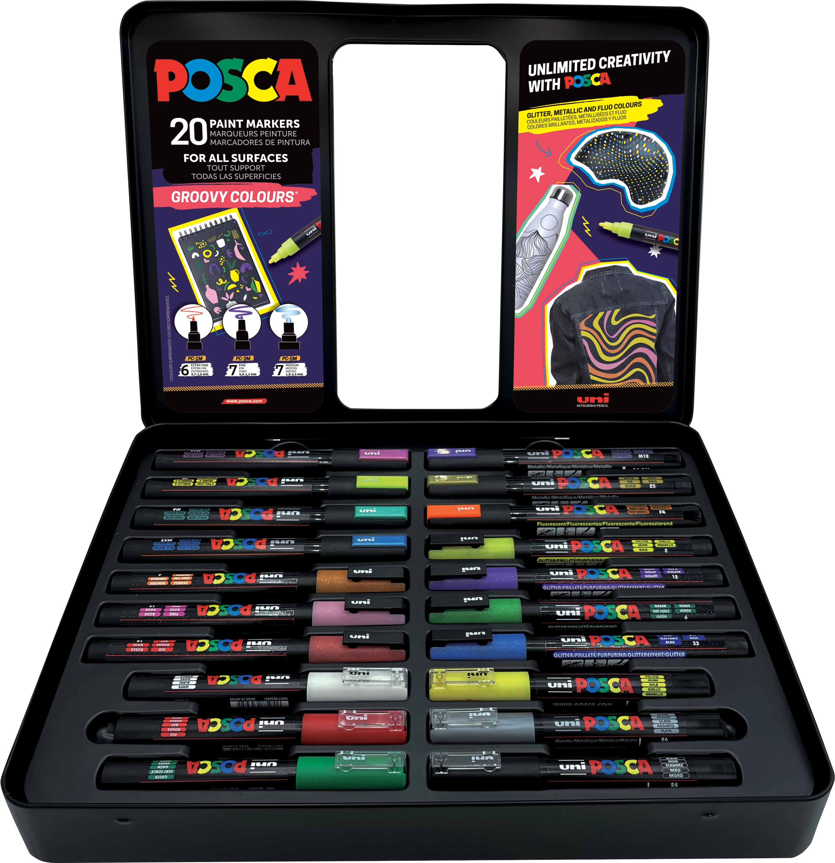 POSCA Gift Metal Tin  20ass. Groovy