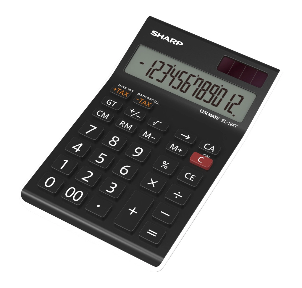 Sharp desktop calculator displaying EL-124 TWH