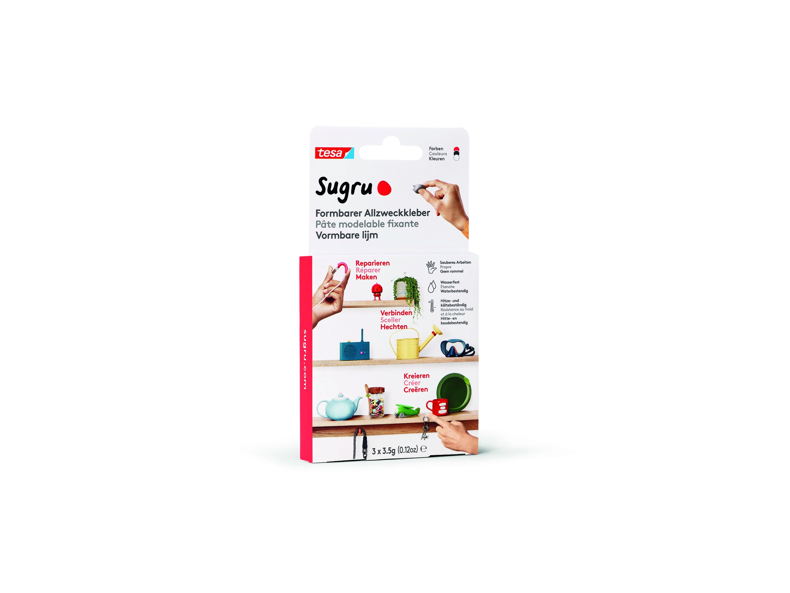Tesa Sugru formable Allzwckkleb 3er black/white/grey