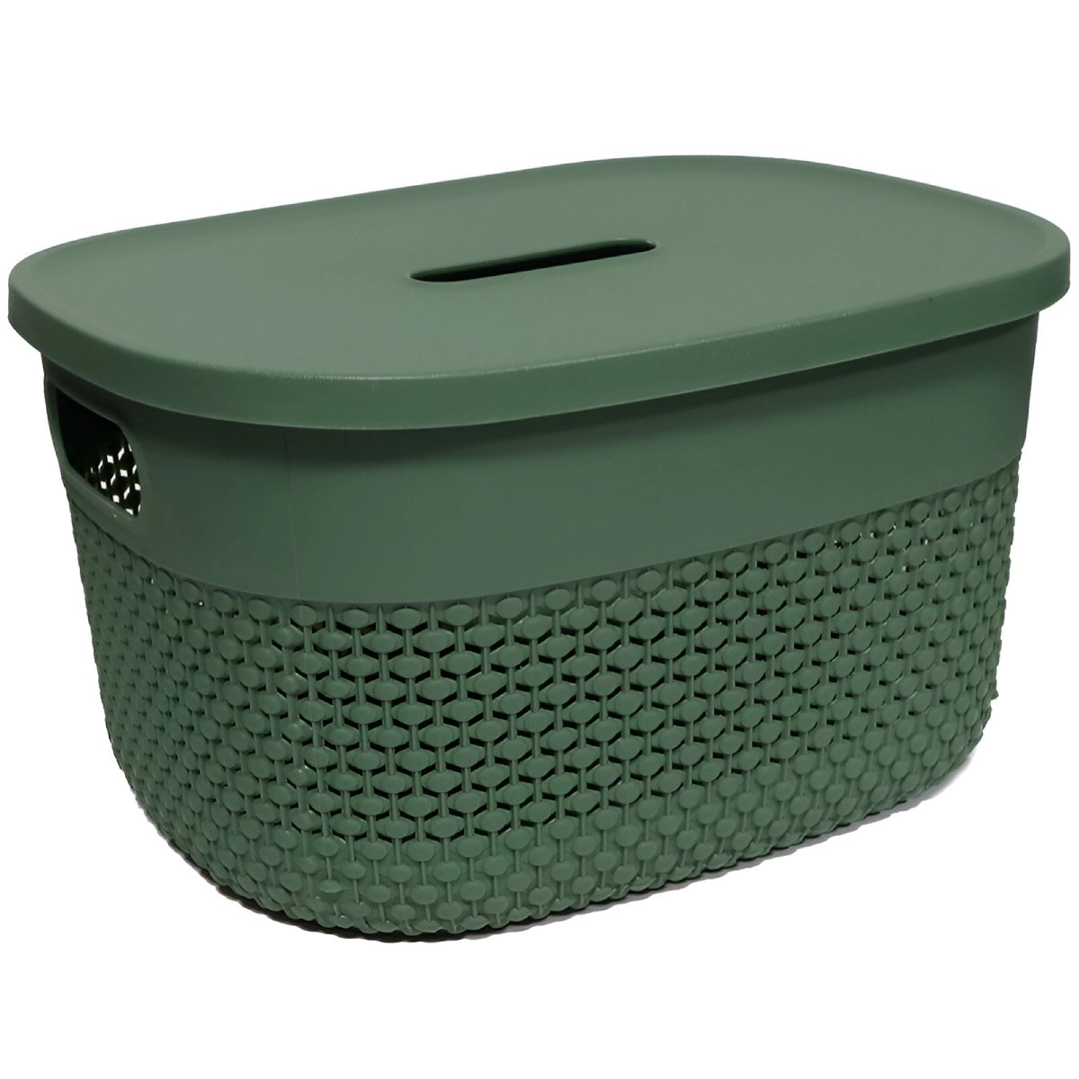 Basket with lid Danny 27x22x15cm  green