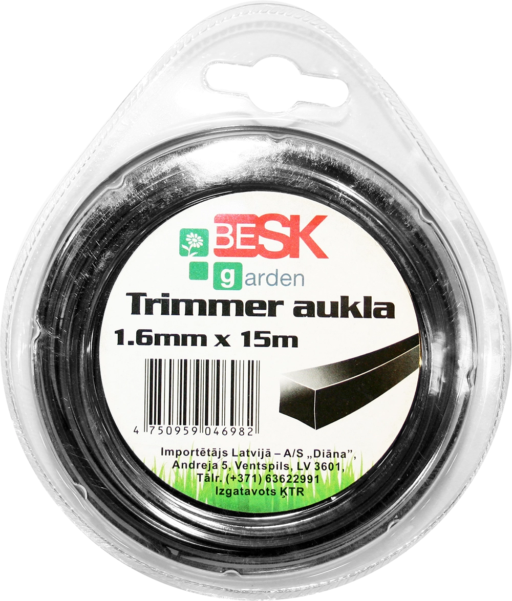 Trimmera aukla 1.6mm*15m kvadr. 9046982