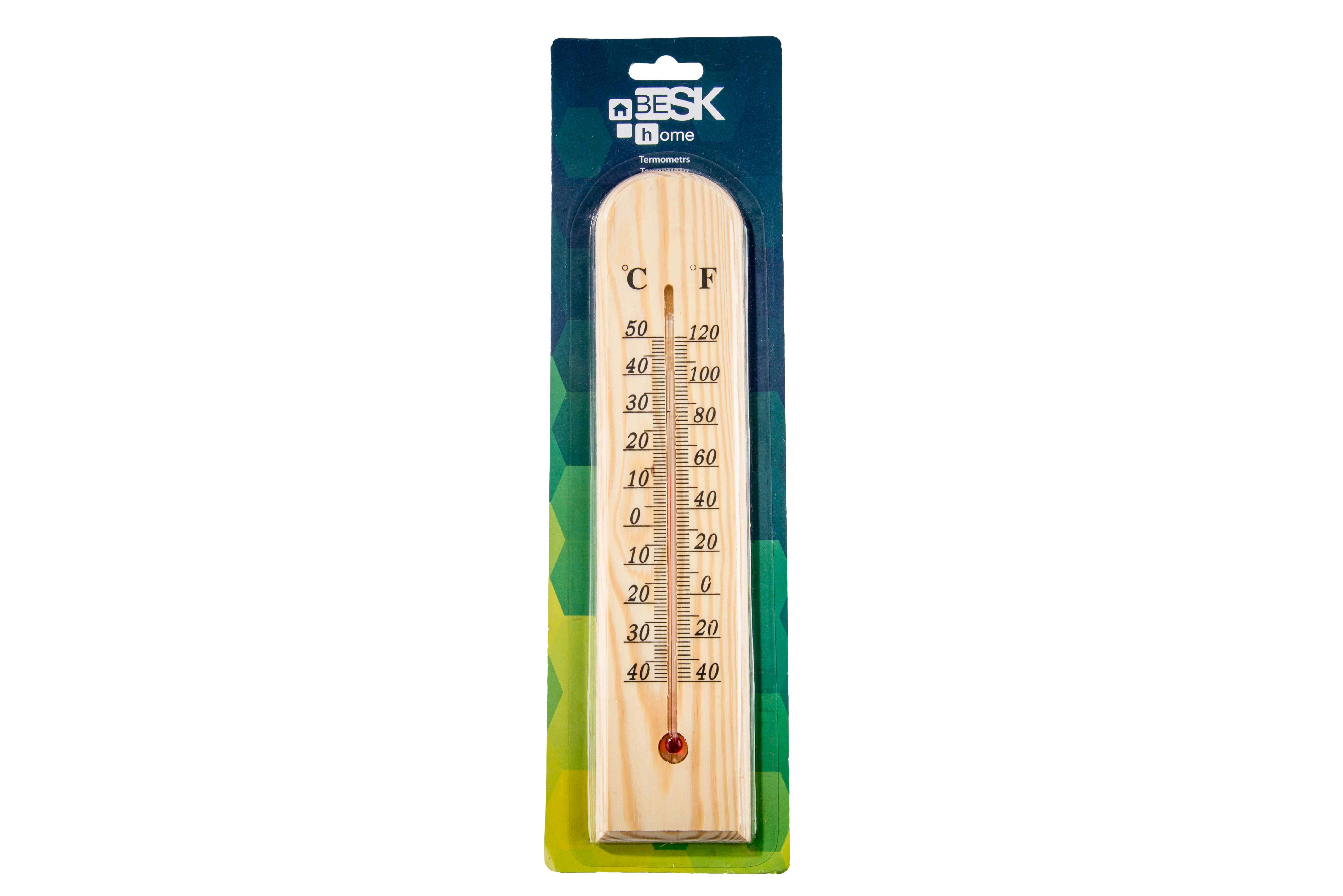Termometrs āra un iekštelpu  koka 26cm
