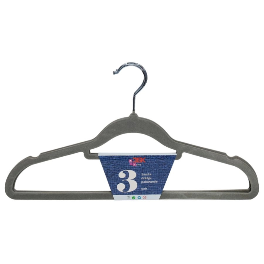Clothes hanger velvet 42x23cm  3pcs gray