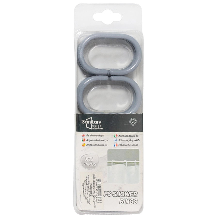 Shower curtain rings 12 pcs gray