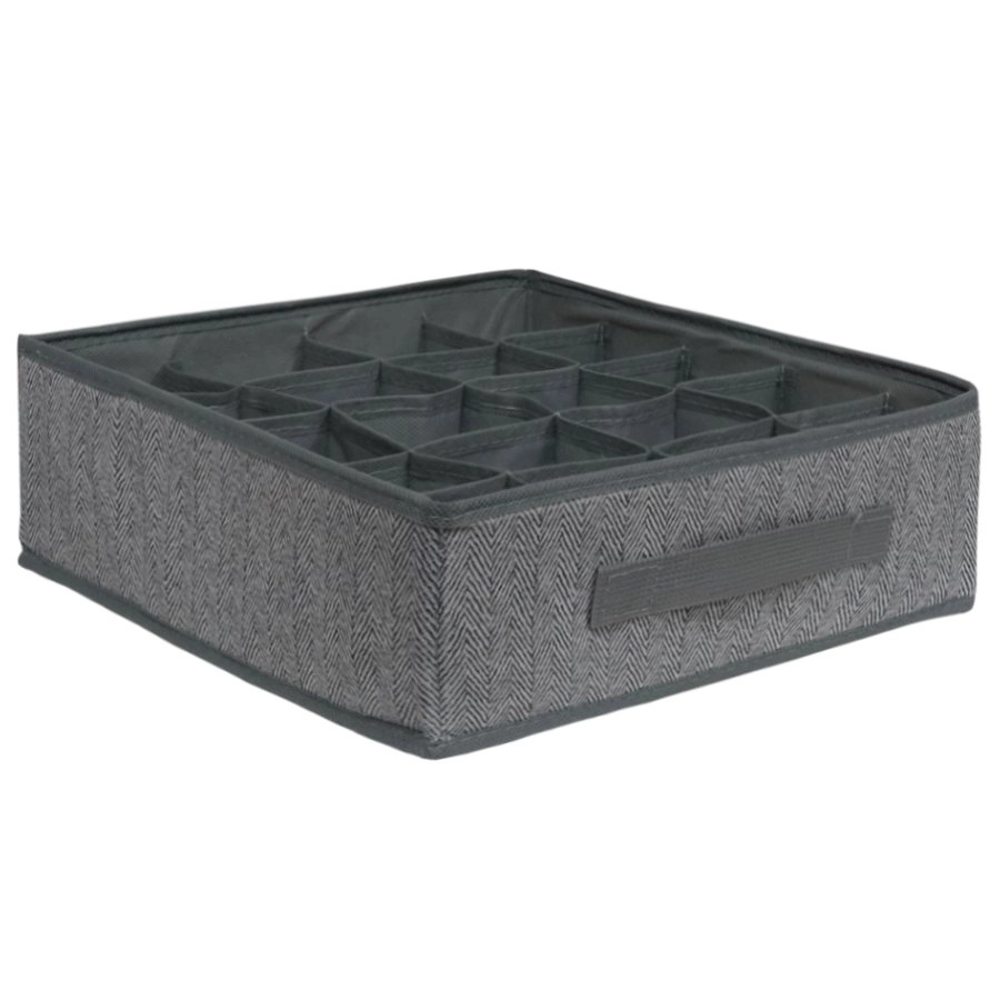 Uzglabāšanas kaste 32x32x11cm  20 iedalījumi  pelēka